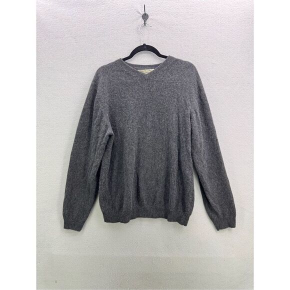 Pronto Uomo Mens Gray Long Sleeve V-Neck Knit 100% Cashmere Pullover Sweater Lar - Picture 1 of 6